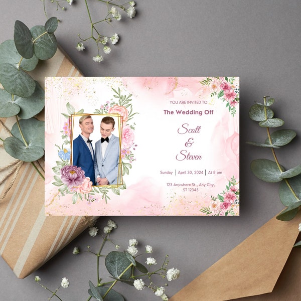 Gay Wedding Card, Gay Marriage Card, Gay Wedding, Gay Marriage, Love is Love Card, instant download, editable download, pdf print