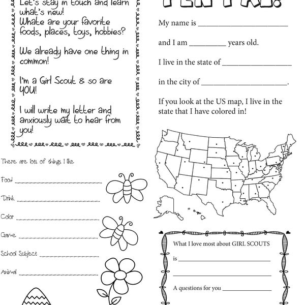 Girl Scout Pen Pal Letter | Pen Pal | Daisies | Brownies | Junior | Letter | penpal | Printables