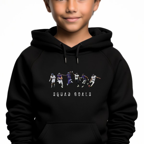 Kids Ravens Hoodie | Ravens Sweatshirt | Baltimore Ravens Kids Gear | Jackson | Andrews | Smith | Hamilton | Humphrey | Tucker | Youth Fan
