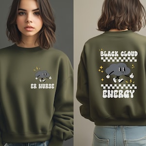 Sudadera de enfermera de urgencias, divertida sudadera de cuello redondo para enfermeras, regalo para trabajadores de la salud, sudadera acogedora, humor médico