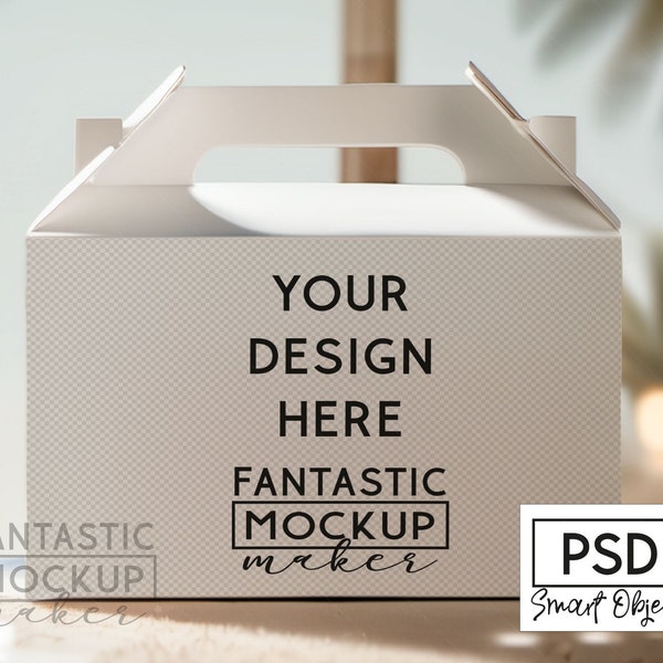 Gable Box Mockup, PSD Mock-up, Coastal Design Style, Mockup Smart Object, Photoshop Template, POD Mock-up, Favor Box Mockup, PNG for Canva