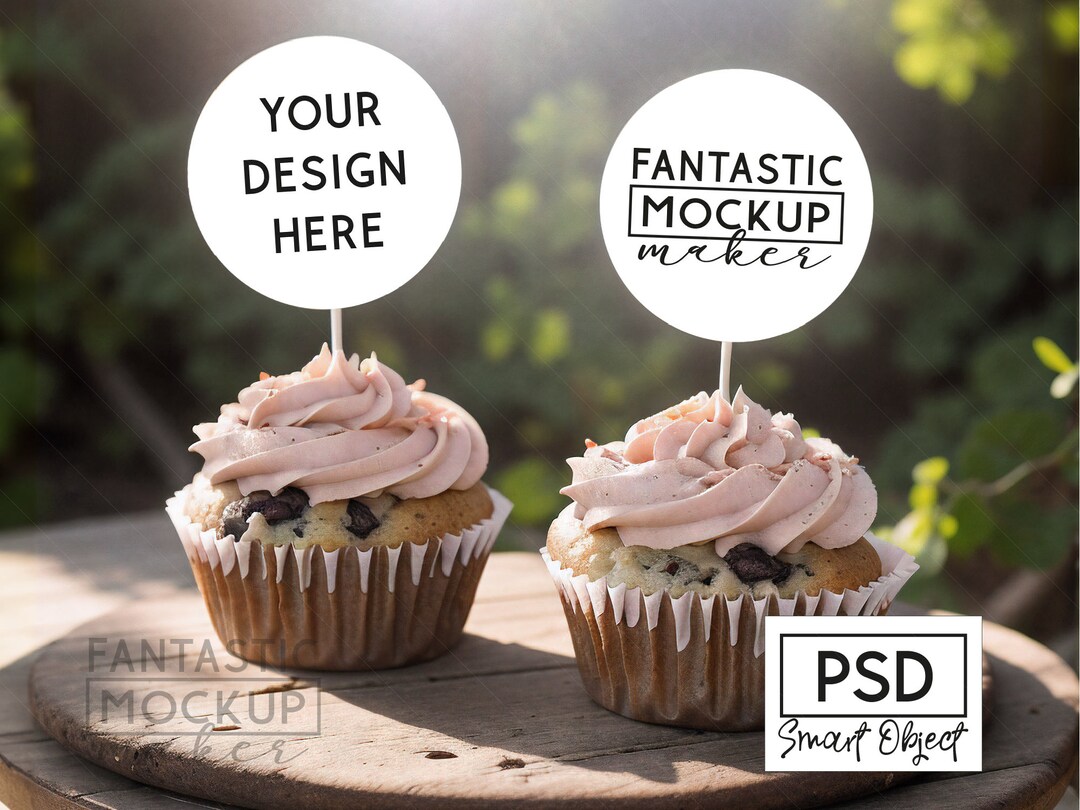 Cupcake Topper Mockup, PSD Mockup, Cupcake Mockup, Mockup Smart Object, Template, POD