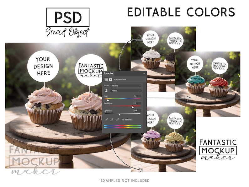 Cupcake Topper Mockup, PSD Mockup, Cupcake Mockup, Mockup Smart Object, Template, POD