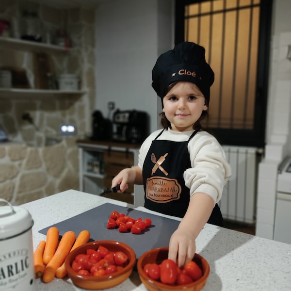 Tablier enfant personnalisé, tablier personnalisable, tablier et toque, tablier cuisine