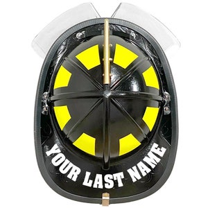 Reflective Curved Firefighter Helmet Name - Aachen Font