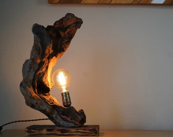 Wooden table lamp | Oak driftwood | Bedside Lamp | Farmhouse Decor | Farmhouse Lighting | Rustic Lighting | Weathered Wood Lamp | Minimal