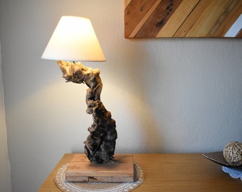 Wooden table lamp made of old oak root | Bedside Lamp | Farmhouse Decor | Farmhouse Lighting | Rustic Lighting | Weather Wood Lamp | Minimal