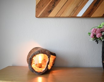 Rustic Table Lamp | Hollow Log Lamp | Bedside Lamp | Mood Lighting | Countrystyle Lamp | Driftwood Lamp| Farmhouse Lamp | Rustic Decor