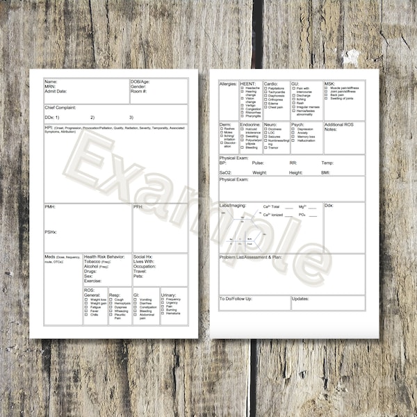 History and Physical SOAP Note Format for Medical Students, Residents, Attendings