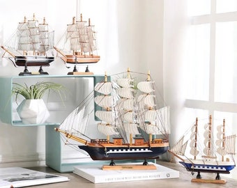 Handmade wooden sailboat model ornaments creative handmde model boat / Home decoration