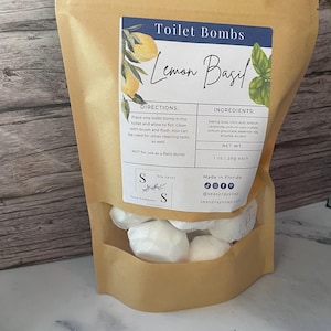 Lemon Basil Toilet Bombs | Natural Enzyme Cleaning Fizzies | Eco-Friendly Septic Safe | Biodegradable Zero Waste | Housewarming Gift