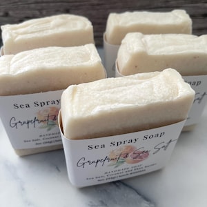 Grapefruit Sea Salt Soap Bar | Natural Exfoliating Handmade Soap | Shea Butter Moisturizing | Citrus Essential Oil