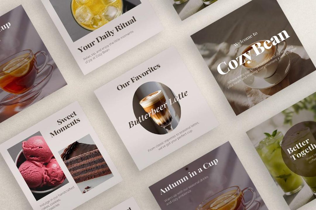 Cafe Social Media Post Templates: Coffee Shop PSD Bundle - Etsy
