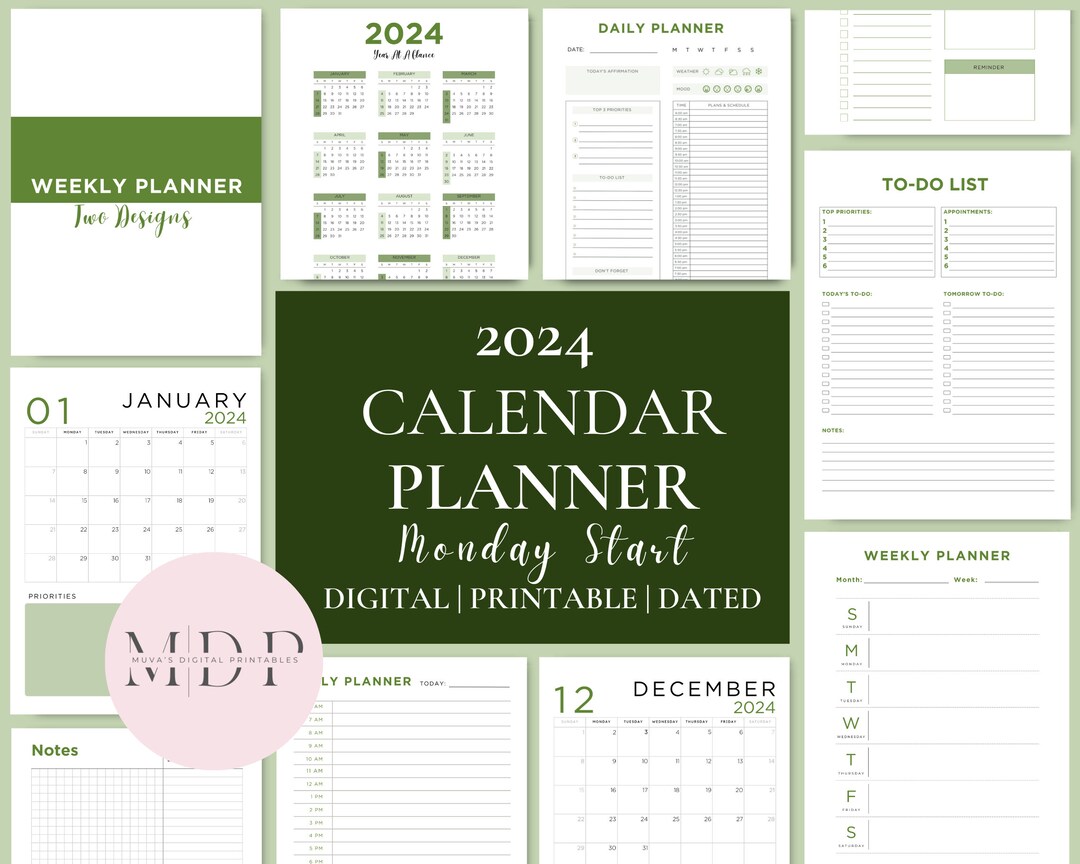 Monday Week Start 2024 Calendar Planner Printable Digital Monthly monday-week-start-2024-calendar-planner-printable-digital-monthly