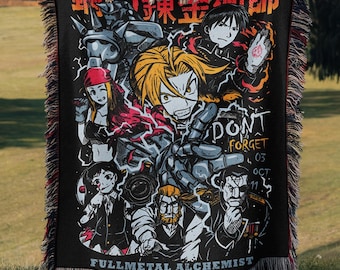 Fullmetal Anime Woven Blanket, Edward Elric Anime Gate of Alchemy, Otaku Gamer Room Decor, Alchemist Brotherhood Manga Gate of Truth Blanket