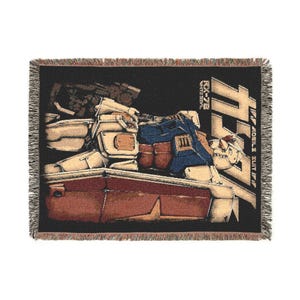 Gundam Anime Woven Blanket, 90s Vintage Anime Tapestry Throw, Robot Anime Lovers Room Decor, Japanese Manga , Retro Gundam Anime Blanket image 11