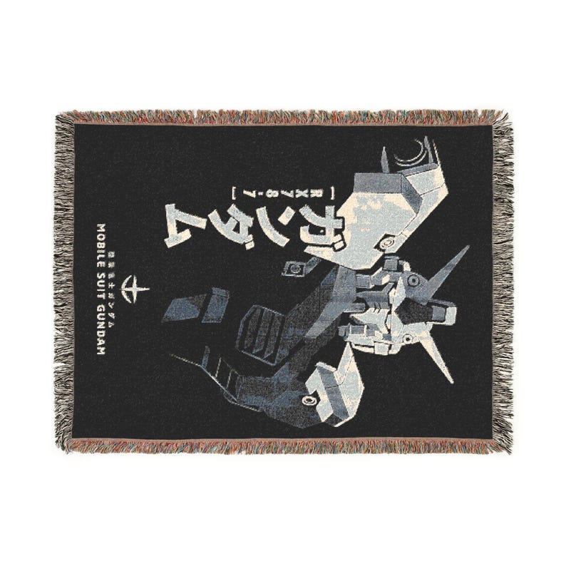 Gundam Anime Woven Blanket, 90s Vintage Anime Tapestry Throw, Robot Anime Lovers Room Decor, Japanese Manga , Retro Gundam Anime Blanket image 11