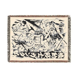 Gundam Anime Woven Blanket, 90s Vintage Anime Tapestry Throw, Robot Anime Lovers Room Decor, Japanese Manga , Retro Gundam Anime Blanket image 11