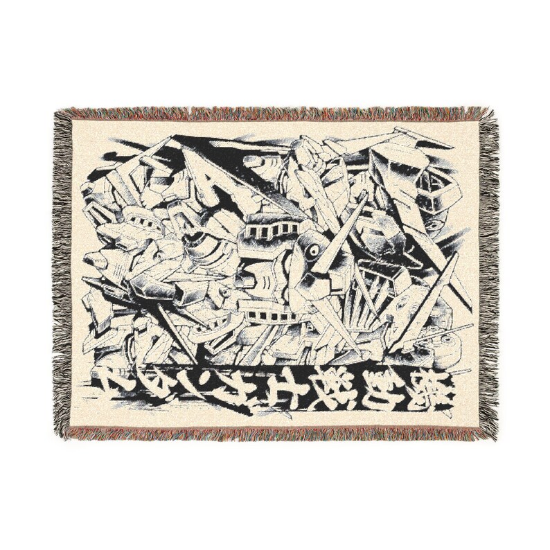 Gundam Anime Woven Blanket, 90s Vintage Anime Tapestry Throw, Robot Anime Lovers Room Decor, Japanese Manga , Retro Gundam Anime Blanket image 11