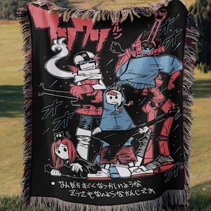 FLCL Anime Woven Blanket, Never Knows Best Tapestry, Mamimi Samejima Fooly Cooly Throw, 90s Anime Otaku Room Decor, Vintage FLCL Blanket