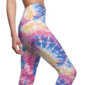 Tie Dye Leggings, Tie Dye Pants, Yoga Leggings, Boho Leggings Women, Burning Man Leggings, Tie Dye Clothing, Earthy Leggings, Hippy Leggings