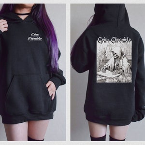 Grim Chronical Hoodie, Goth Hoodie, Skeleton Hoodie, Skull Hoodie, Goth Gothic Hoodie, Goth Clothes, Grunge Hoodie, Gothic Clothes