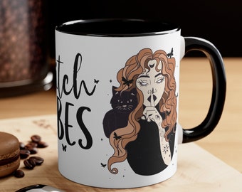 Witch Vibes Mug, Witch Cat, 11oz Ceramic