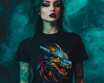 Colorful Psychedelic Dragon T-Shirt, Pop Art Rave Clothing