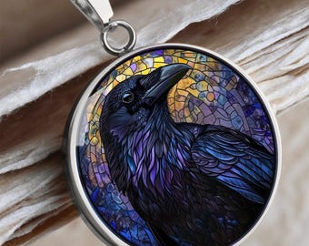 Personalized Raven Pendant, Gothic Witchy Necklace, USA Made