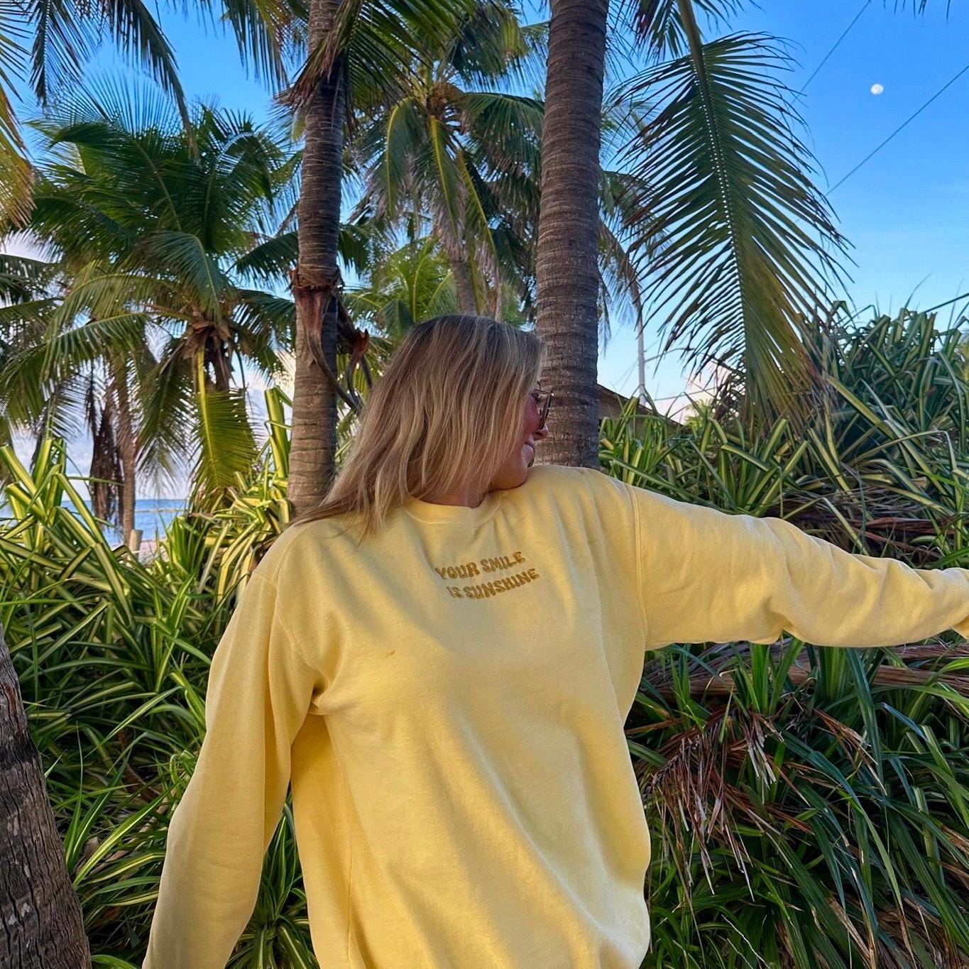 Your Smile is Sunshine Comfort Colors Embroidered Positive Quote Crewneck Trendy Colorful Mental Health Aesthetic Hoodie Inspirational Shirt