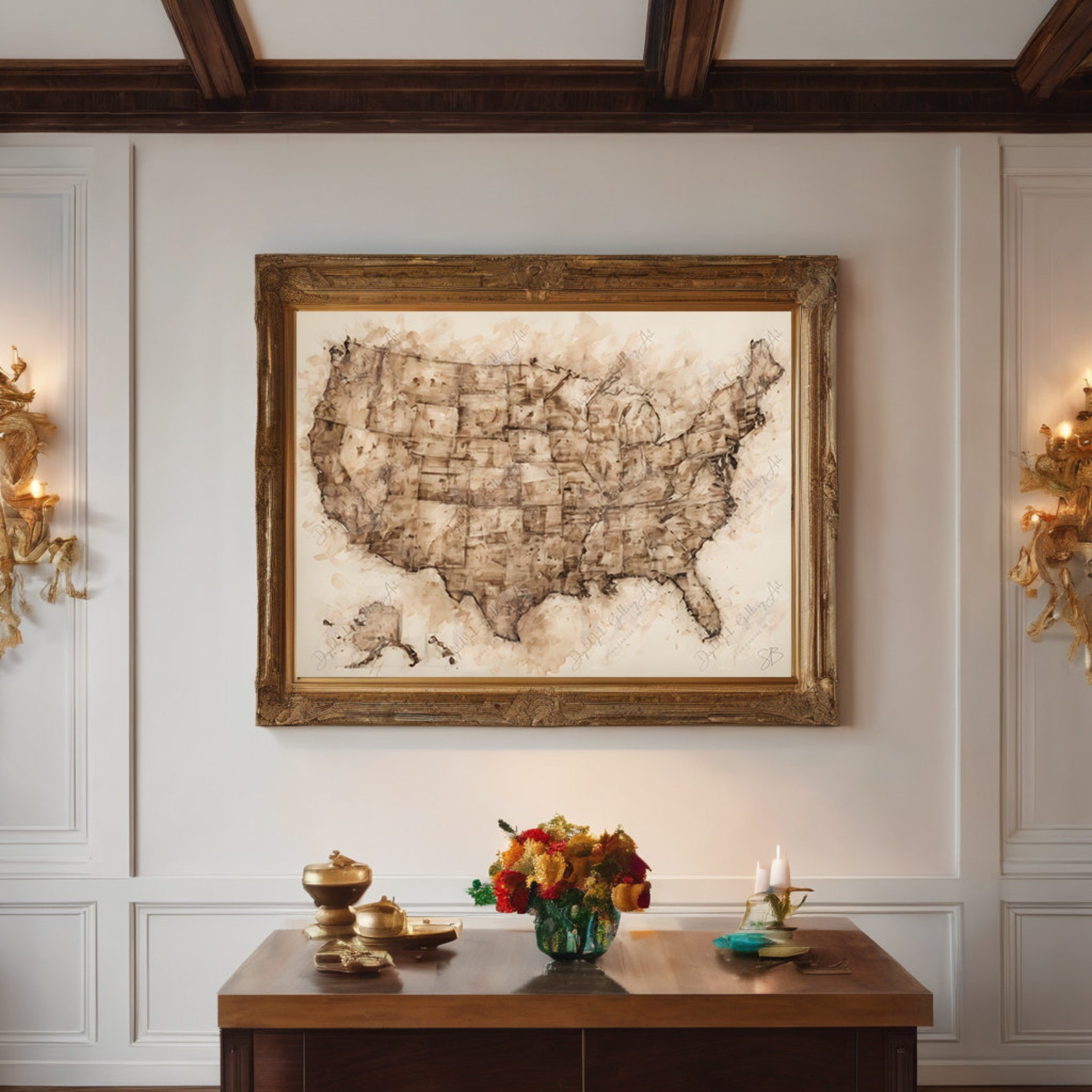 Journey Through Time Vintage Map Digital Art Print For Adventurous