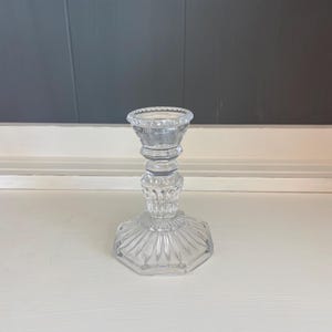 Vintage Clear Glass Crystal-Style Candlestick Holder – 5” Tall