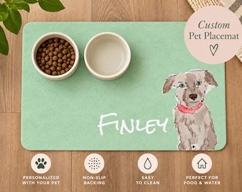 Personalized Pet Placemat: Non-Slip Custom Dog & Cat Bowl Mat