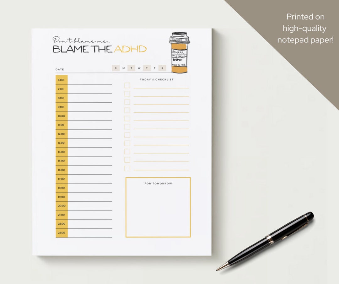 ADHD Planner, Adhd Daily Planner ADHD Notepad, ADHD Planner Notepad Etsy