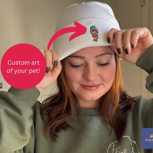 Custom Dog Beanie | Personalized Beanie with Dog On It | Gifts for Pet Lovers |Custom Dog Embroidery, Custom Dog Gift