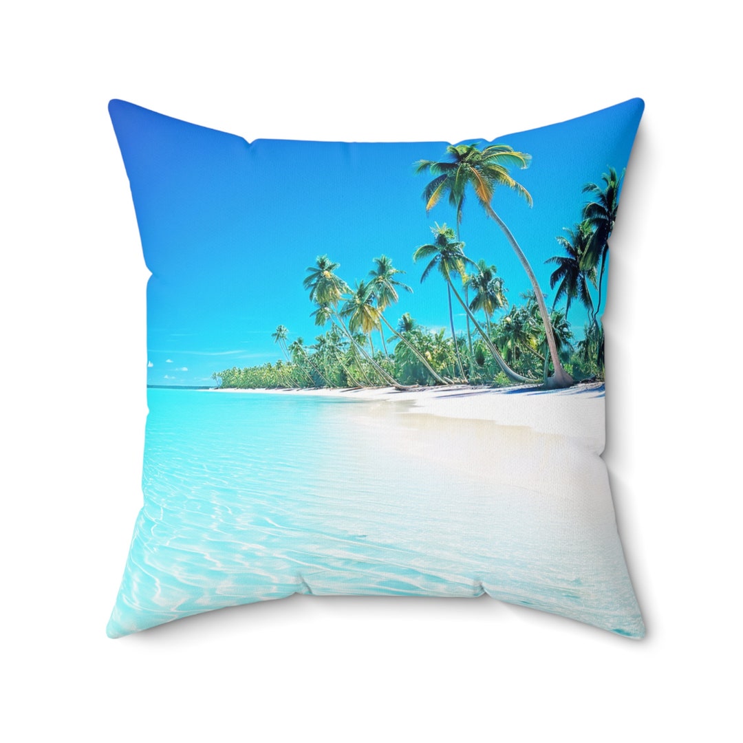 Tropical Beach Palm Pillow Beach Pillow Tropical Pillow Etsy