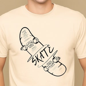 T-shirt graphique skateboard : T-shirt unisexe à manches courtes