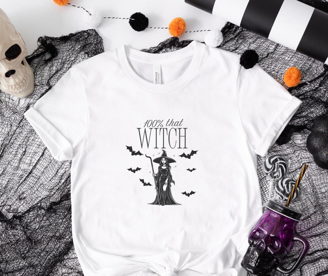 Vintage Witch Tee: 100% That Witch Graphic, Halloween Party Shirt - Etsy