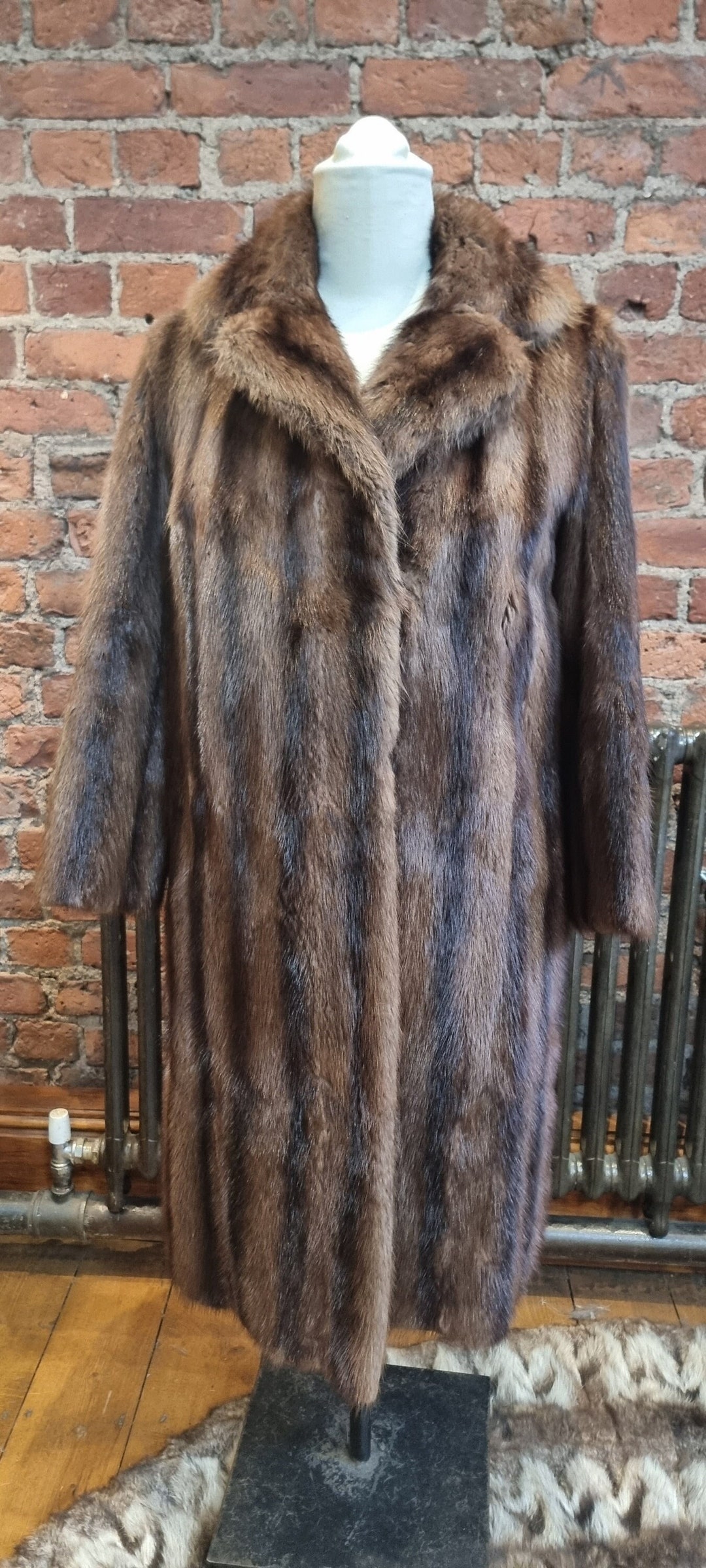 Vintage 1970s Real Musquash Reveer Collar Coat Size 12 Etsy