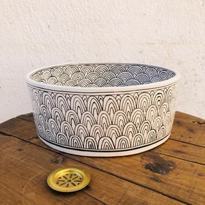 Handcrafted Ceramic Bathroom Sink Ceramic Vessel Sink Solid Ceramic Sink Moroccan Handmade ceramic sink for kitchen Handmade Basin zdjęcie 3