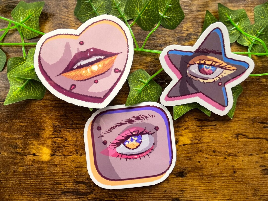 3inch Beauty Makeup Eyes Lips Piercings Water-resistant Vinyl Sticker ...