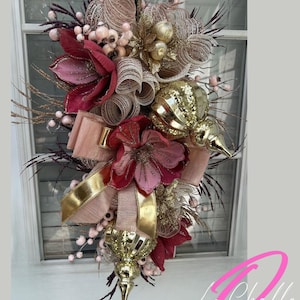 Christmas Swag, finial swag wreath, Glam door decor, Holiday Swag, Christmas Decor,Holiday Wreath, Christmas Decoration, Christmas Wreath