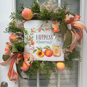 Sweet Peach wreath, peach wreath, summer door decor, summer wreath, peach decor, spring wreath, home decor