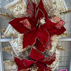 Christmas Swag, poinsettia swag, Glam door decor, Holiday Swag, Christmas Decor,Holiday Wreath, Christmas Decoration, Christmas Wreath