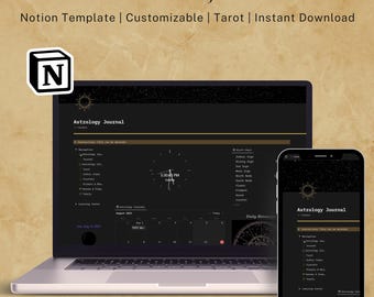 Astrology Journal Notion Template | Tarot Journal | Witchy Planner | Crystal Tracker