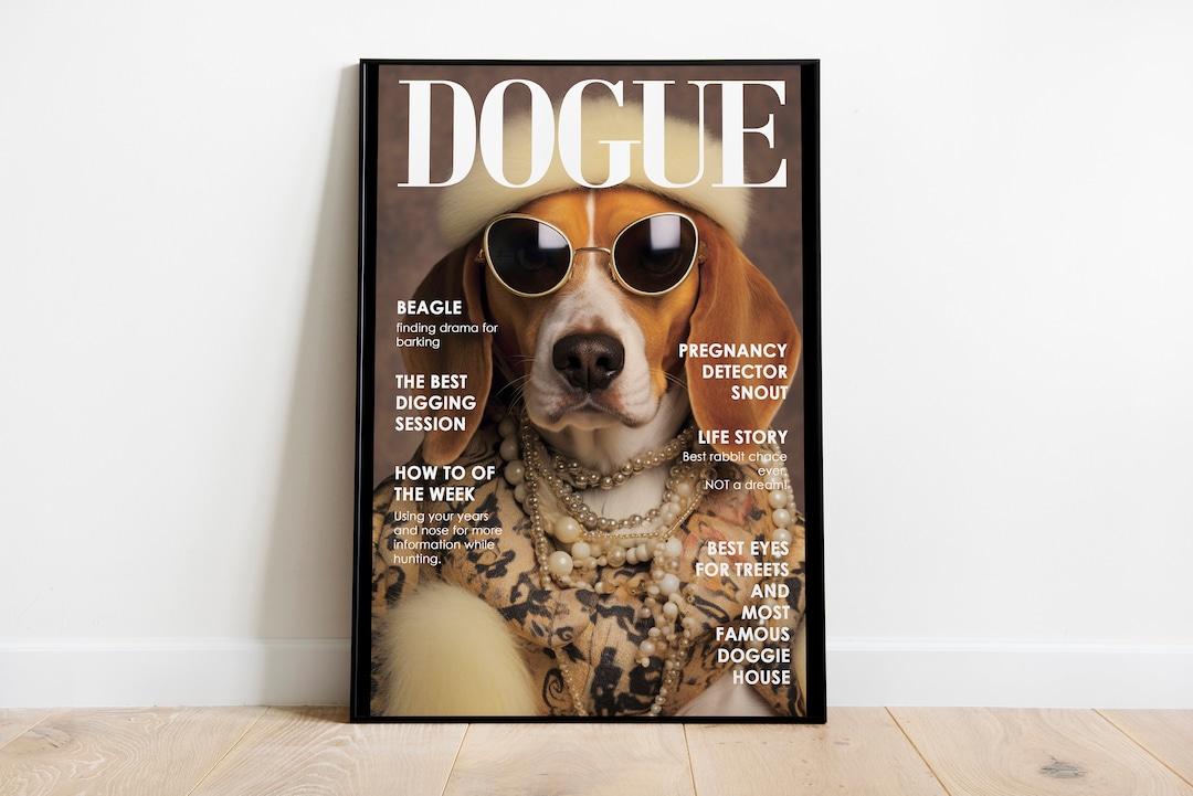 DOGUE Beagle Fashion Magazine Cover Dog Wall Art Decor Etsy