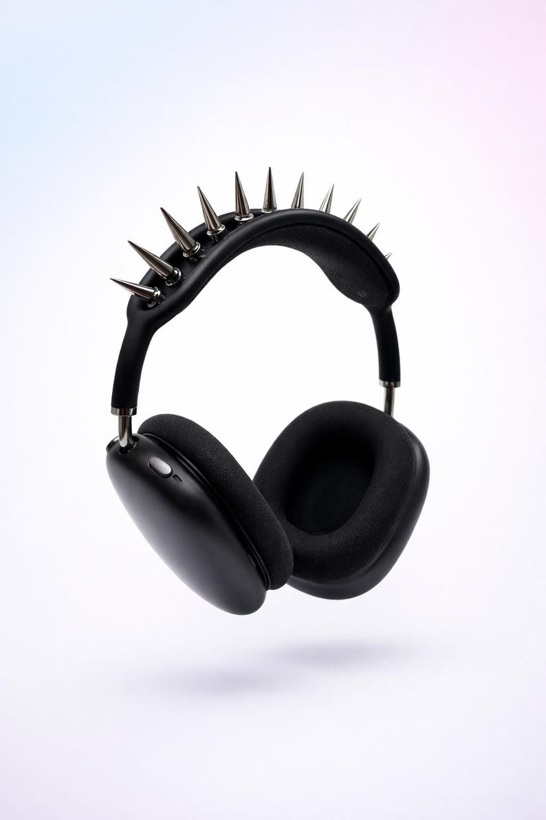 Spiked Headband Attachment for AirPods Max – Punk + Metal Spikes – Y2K Cyberpunk Apple Headphones Accessory image 1
