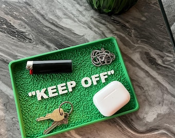 Grass “Keep Off” Catch-All Tray - 3D Printed Organizer for Keys, Accessories | Streetwear + Hype Home Decor