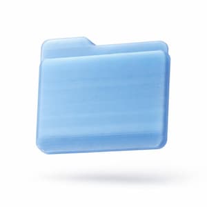 May include: A light blue file folder, rendered in a minimalist style, appears to float against a white background. The folder has a simple, clean design with a tab at the top. The overall aesthetic is modern and clean.
