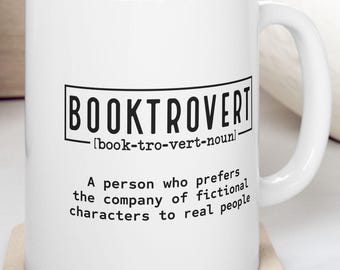 BOOKTROVERT Definition Ceramic Mug Gift Present Coffee Cup Tea Cocoa Hot Extra Large 11 15 oz ounce Easter Mother's Father's Day Christmas